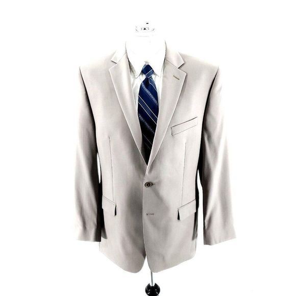 Calvin Klein Wool 2 Button Blazer 40R Light Gray - Picture 3 of 10